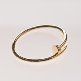 Love nail Bangle 14k solid yellow gold Size 17