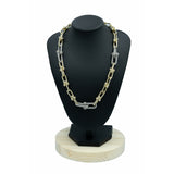 Chunky Hardware Link Necklace 14k YG CZ 18”