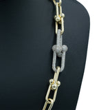 Chunky Hardware Link Necklace 14k YG CZ 18”