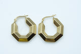 Chunky Geometric Hoops 14K YG Hollow 1”