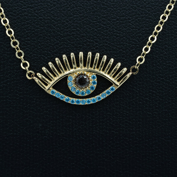 Evil Eye Necklace 14K YG CZ 18”-20”