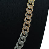 Iced 3 Tone Cuban Chain 6.8mm 18" CZ semi-Hollow