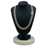 Iced Yellow Gold Cuban Chain 10.5mm 18" CZ Semi-hollow