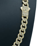 Iced Yellow Gold Cuban Chain 10.5mm 18" CZ Semi-hollow
