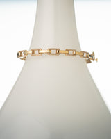 Rectangle link Bangle 14k Yellow Gold with CZ