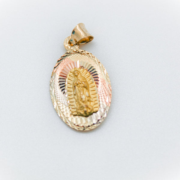 Double Sided Medallion | Virgen de  Guadalupe - Jesus Christ 14k Gold 19mm - $105