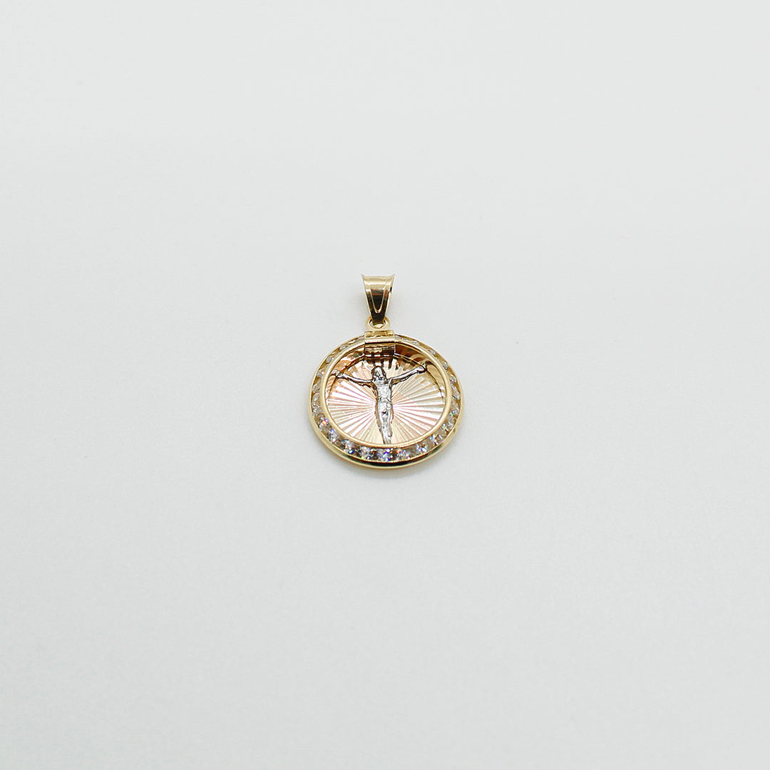 14k Yellow Gold Hand Engraved Face of Jesus Christ Medallion