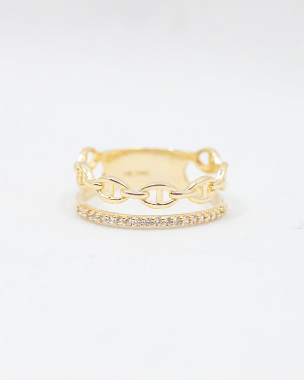 Gucci Link Ring 14K Gold / CZ
