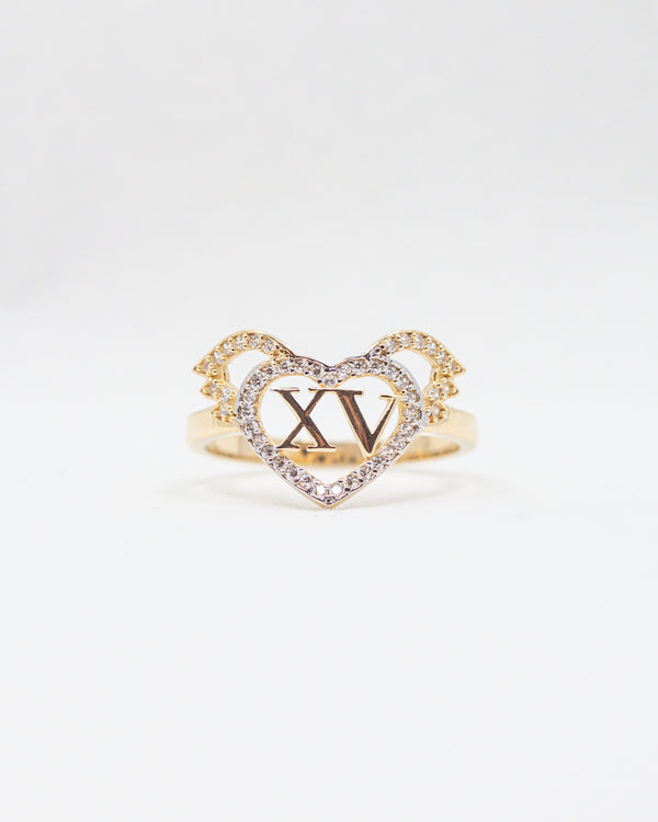 Quince Años Heart Ring 14K Gold / CZ