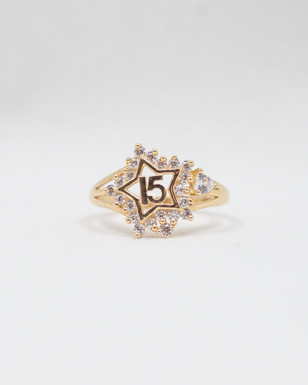 Quince Años Star Ring 14k Gold /CZ (size option)