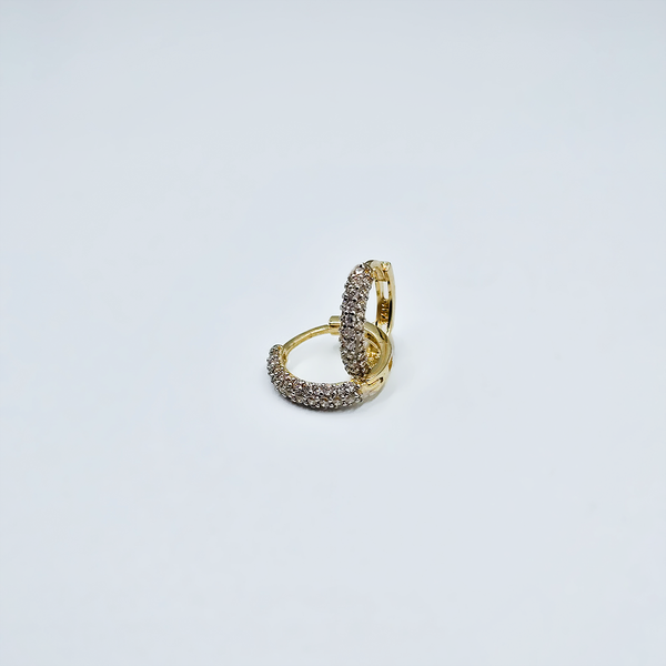 14k Yellow Gold CZ Round Hoop Earrings - 12.5mm
