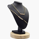 Perfection 14k Yellow Gold CZ ID Bracelet and Necklace Set - Bracelet Size 7, Necklace 18"