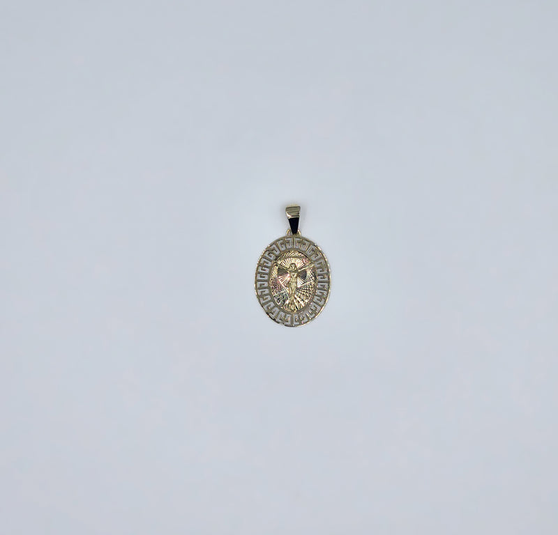 Jesus Medallion in Tri-Color 14k Gold - 28mm