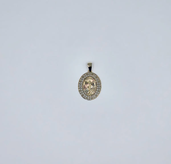 Jesus Medallion in Tri-Color 14k Gold - 24mm