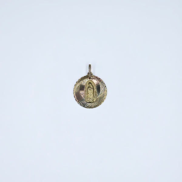 Guadalupe Medallion in Tri-Color 14k Gold with CZ - 24mm
