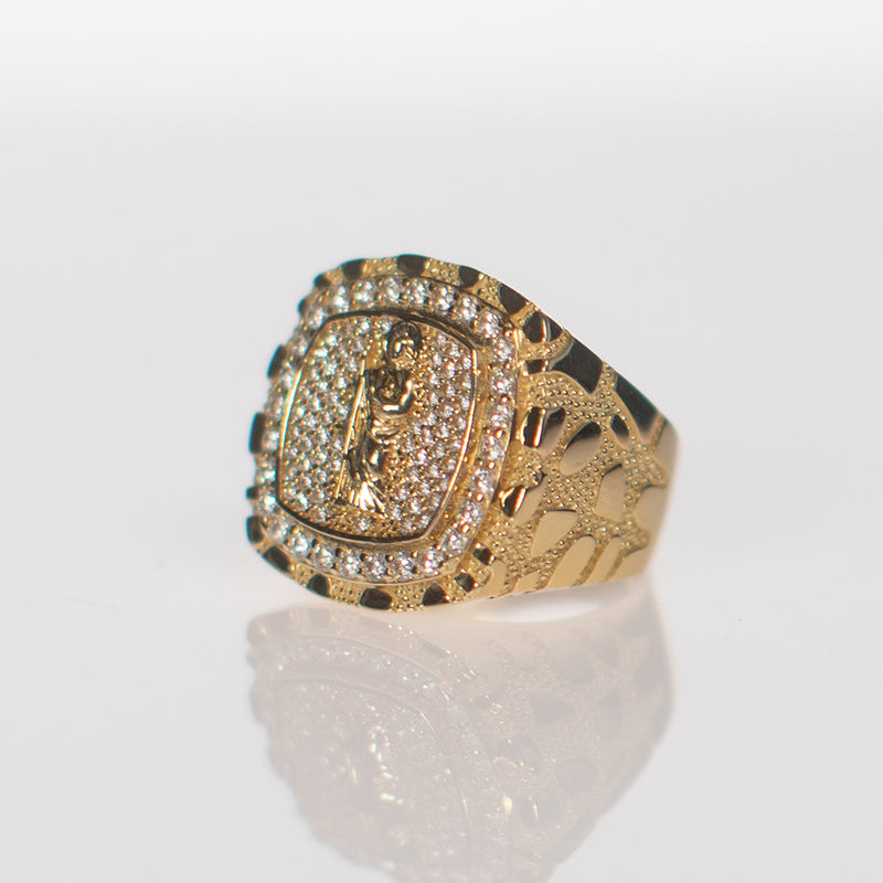 San Judas Ring 14k Gold CZ