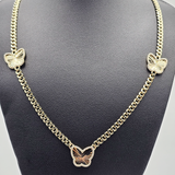 14k Yellow Gold Butterfly Necklace with CZ - Size 18"
