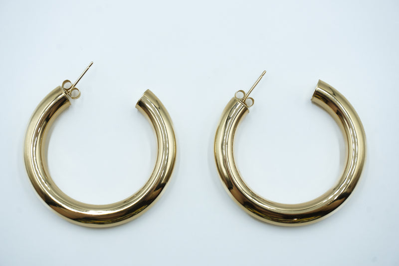 Chunky Gold Hoops 14K YG Hollow