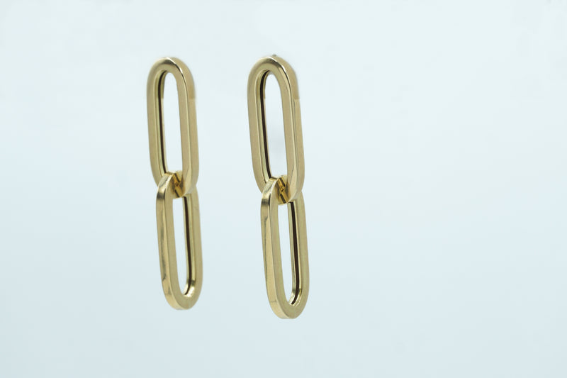 Paper Clip Earrings 14k YG Hollow Size 1.75”