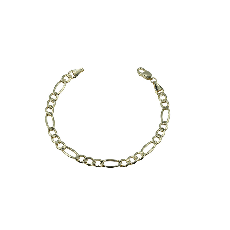 Plain Figaro Bracelet 14k YG Hollow size 8”