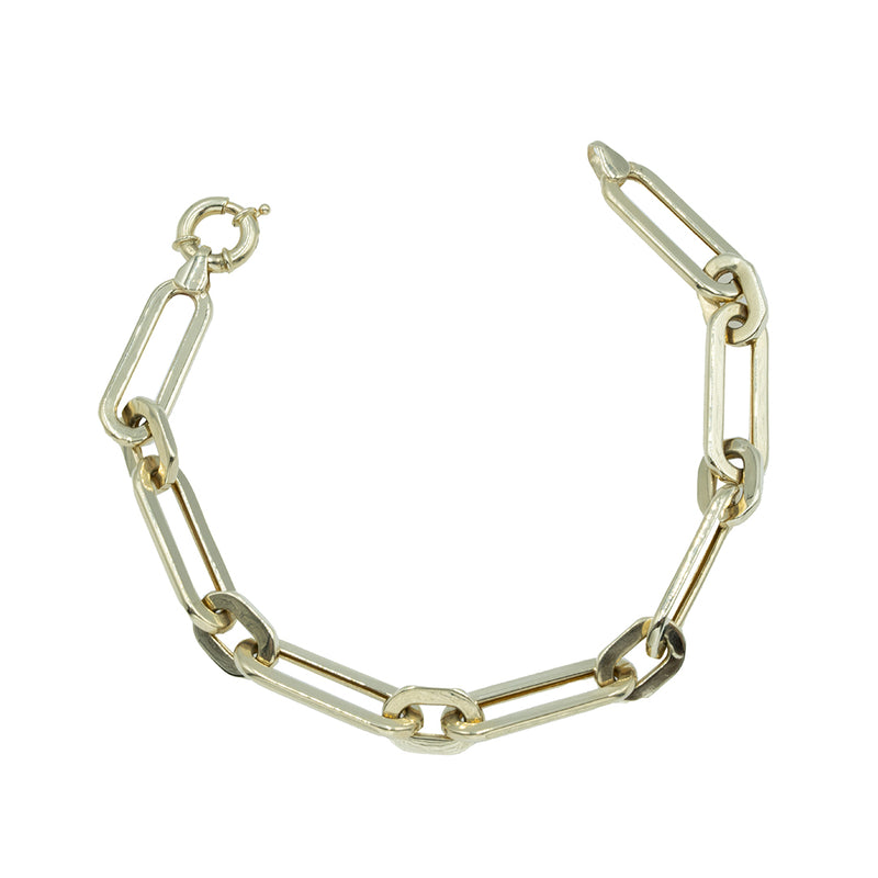 Thick Paperclip connect Bracelet 14K YG Hollow size 8”