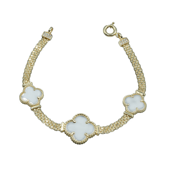 White Clover Bracelet 14K YG 7.5"