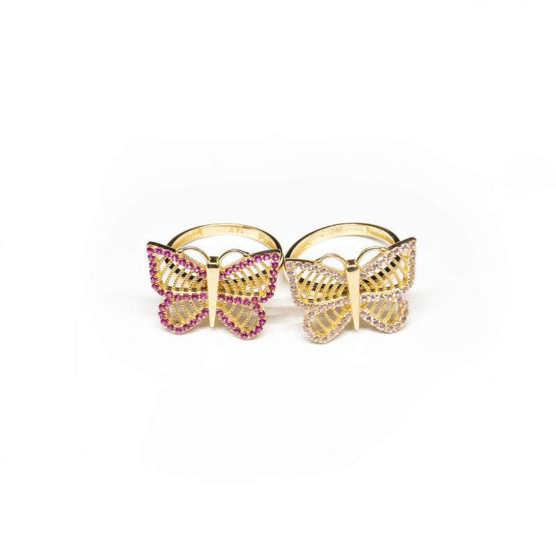 The Pink Butterfly 14K Gold / CZ