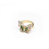 Two Butterfly Ring 14K Gold / CZ