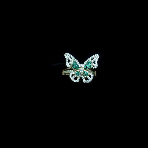 Two Butterfly Ring 14K Gold / CZ