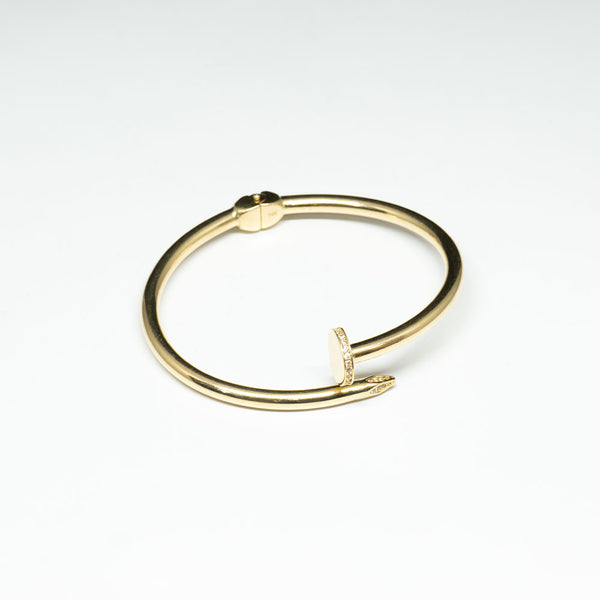 Nail Bangle Bracelet 14K Gold / CZ