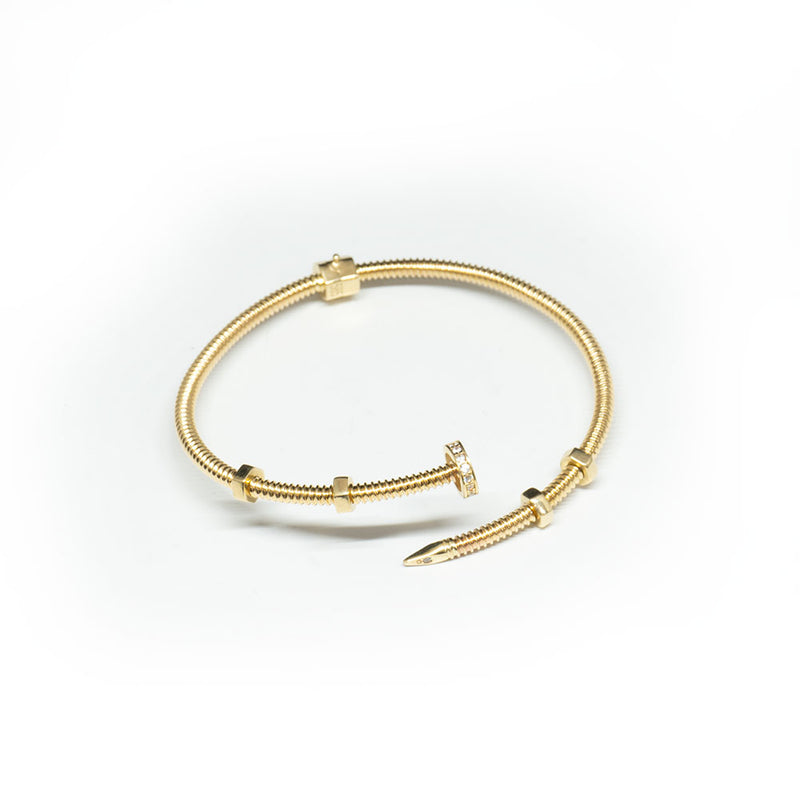 Nail Bangle Bracelet 14K Gold / CZ