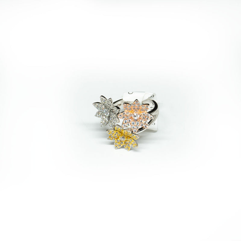 Three Flower Silver Ring