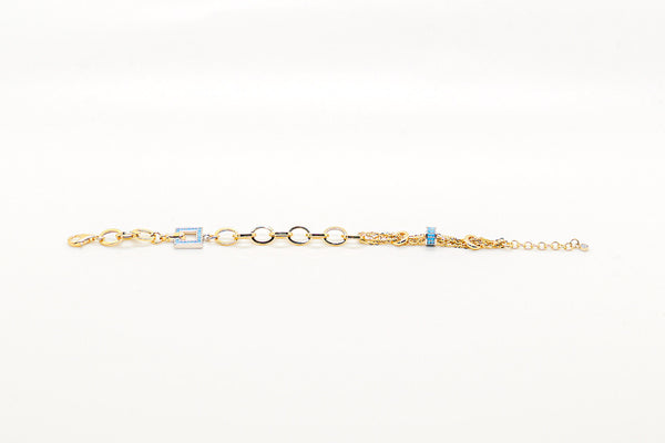 GOLD BRACELET 14K GOLD -BLUE ACCENTS CZ 6-7¨ ADJUSTABLE - $848