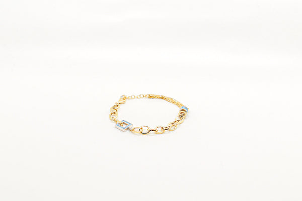 GOLD BRACELET 14K GOLD -BLUE ACCENTS CZ 6-7¨ ADJUSTABLE - $848