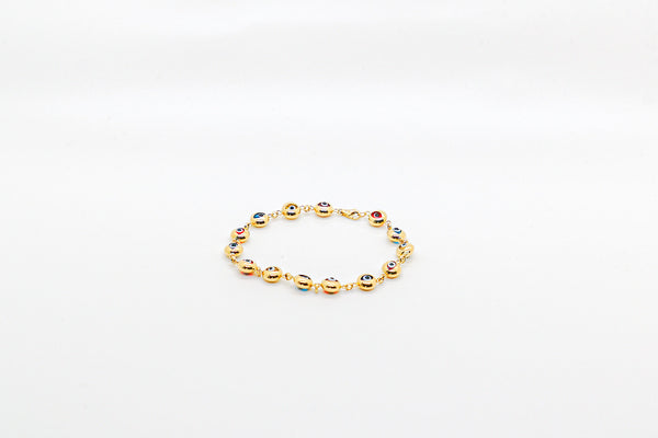 EVIL EYE BRACELET -MULTI COLOR 14K GOLD BEZEL 7¨ - $595