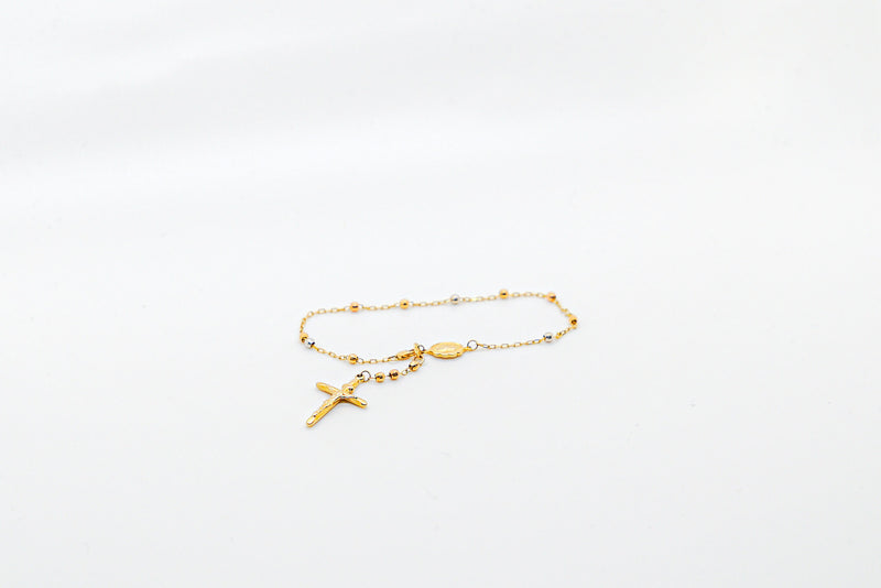 THREE-TONE GOLD ROSARY BRACELET 14 GOLD 7¨ - $350