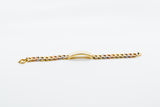 HOLLOW MIAMI THREE TONE GOLD BRACELET WITH ID -ENGRAVABLE - 8¨L 10 MM W - $1530