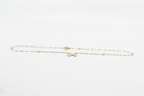 INFINITY CZ 14K GOLD NECKLACE 18-17 INCH ADJUSTABLE - $360