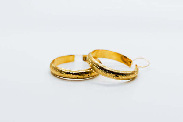 MEXICAN HOOP EARRINGS 10K GOLD - $390