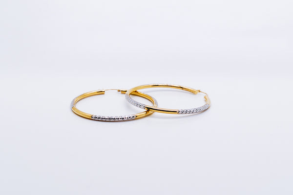 TWO TONE HOOP EARRINGS14K GOLD   2”  - $560