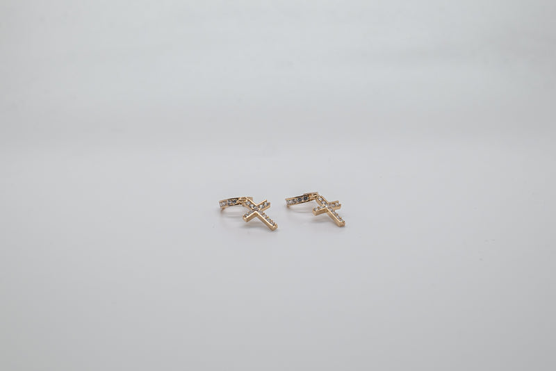 CROSS HOOPS 14K-GOLD - $210