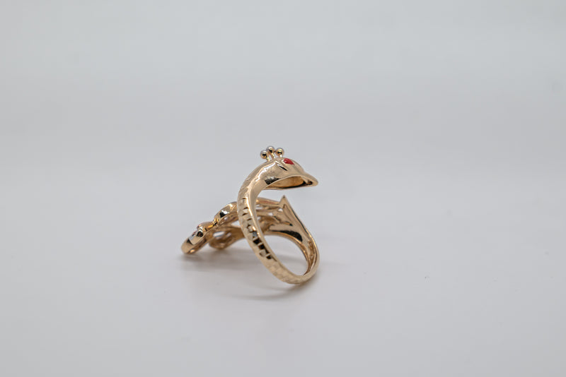 PEACOCK RING 14K GOLD ADJUSTABLE - $430