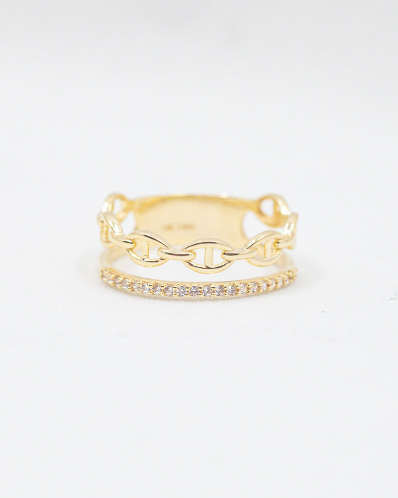 Gucci Link Ring 14K Gold / CZ