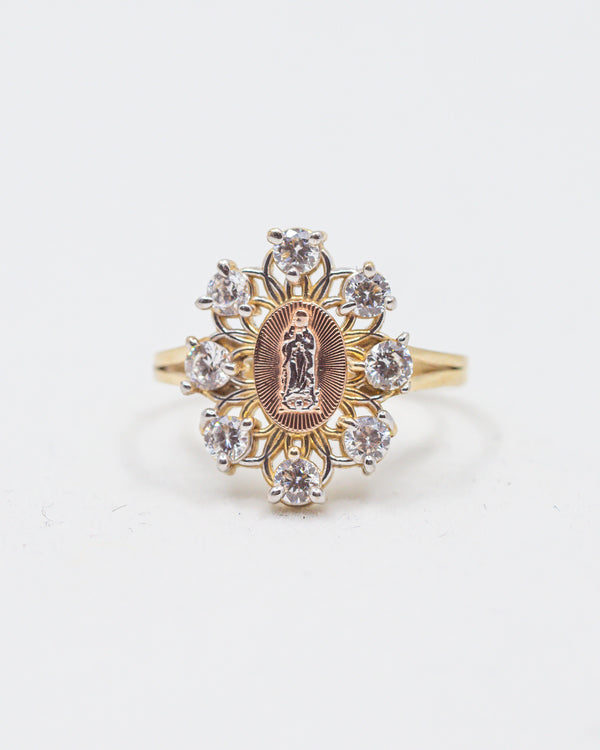 Virgen de Guadalupe Ring 14K Gold / CZ