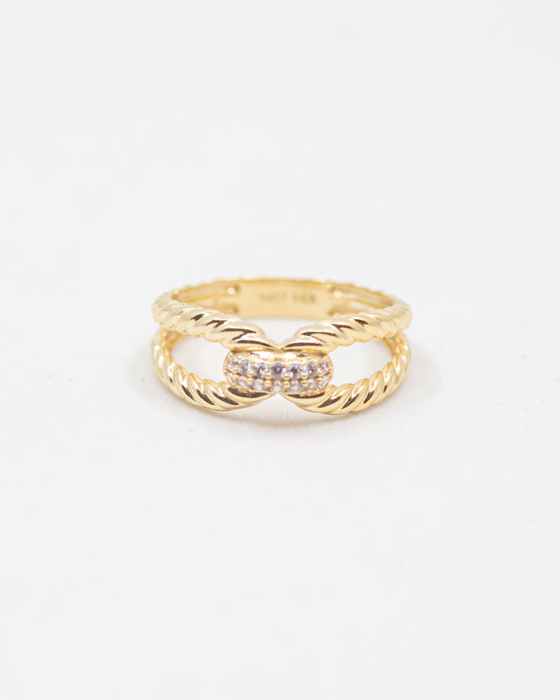 Rope Ring 14K Gold /CZ