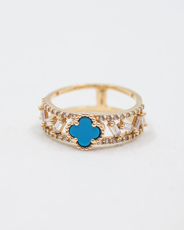 Blue Accent Gold Ring 14K /CZ