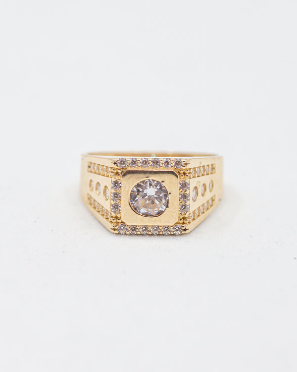 Gold Square Ring 14K Gold / CZ