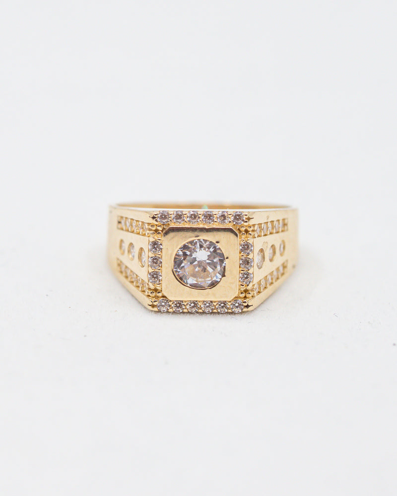 Gold Square Ring 14K Gold / CZ
