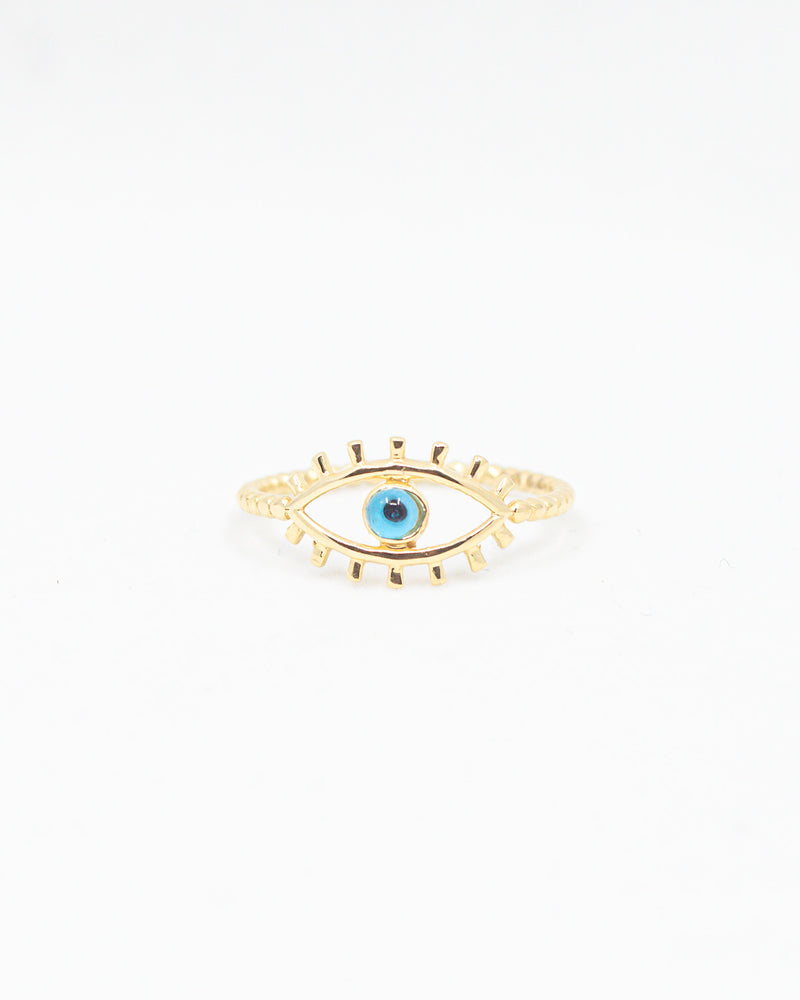 Blue Evil Eye Ring 14K Gold / CZ