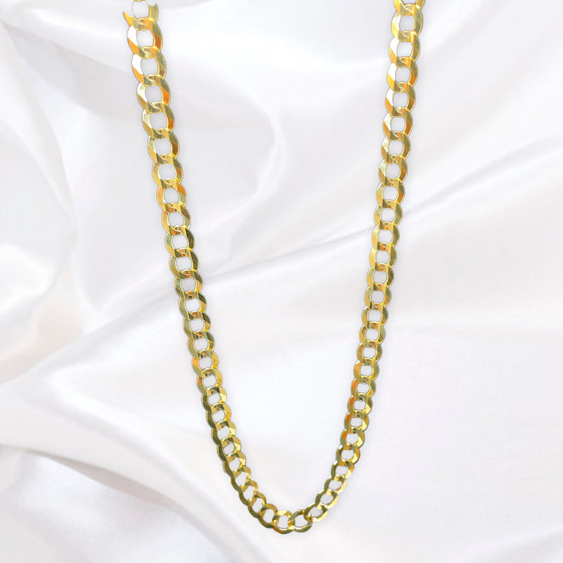 SOLID CUBAN LINK CHAIN 14K GOLD 22" 7MM